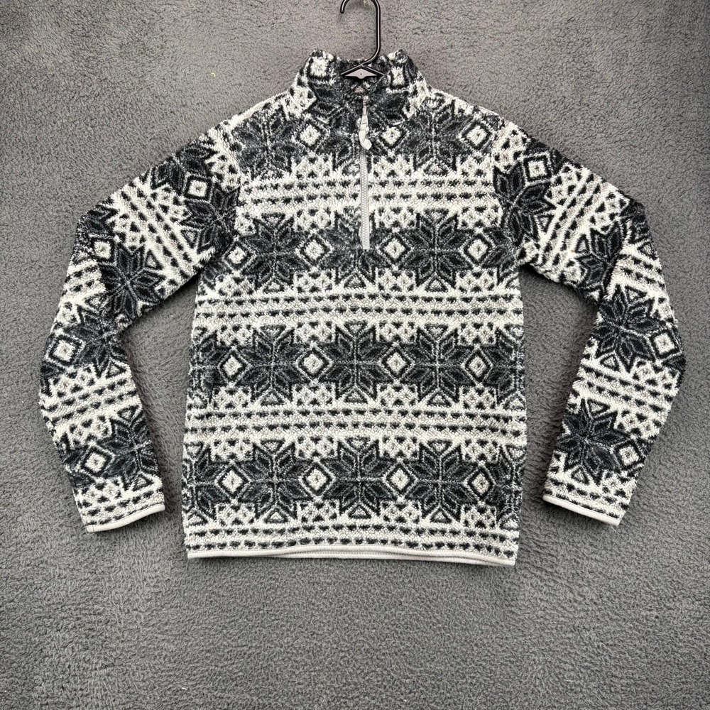 PRINCE & FOX Mens Snowflake‎ Fleece Quarter Zip Pullover Sweater Small
